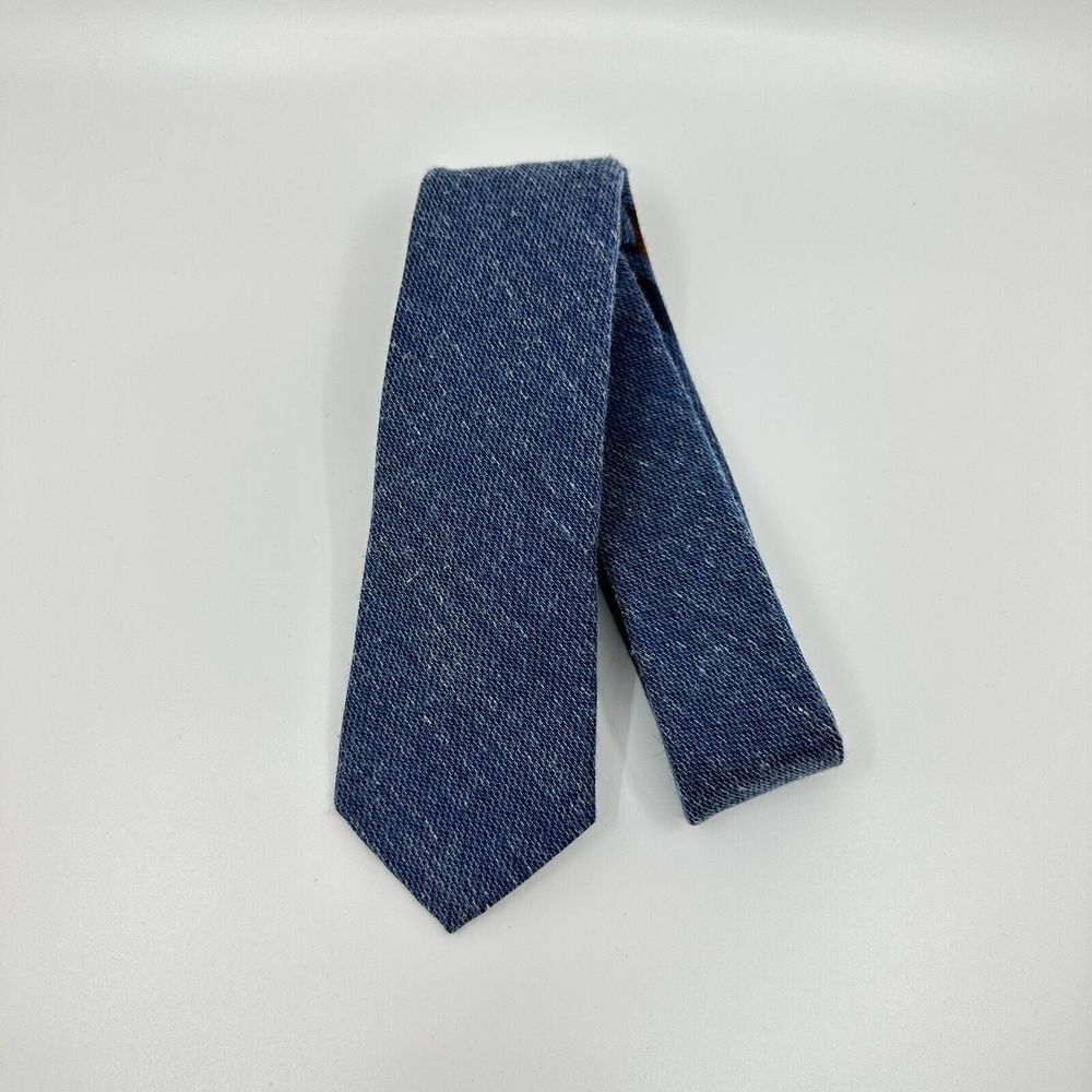 WRK Necktie‎ Mens Blue Tweed Basic Minimalist Wedding Formal Church Indie NYC